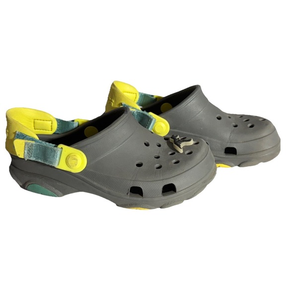 Croc X All Terrain Grey And Yellow Clog Size‎ J2 - Picture 3 of 7